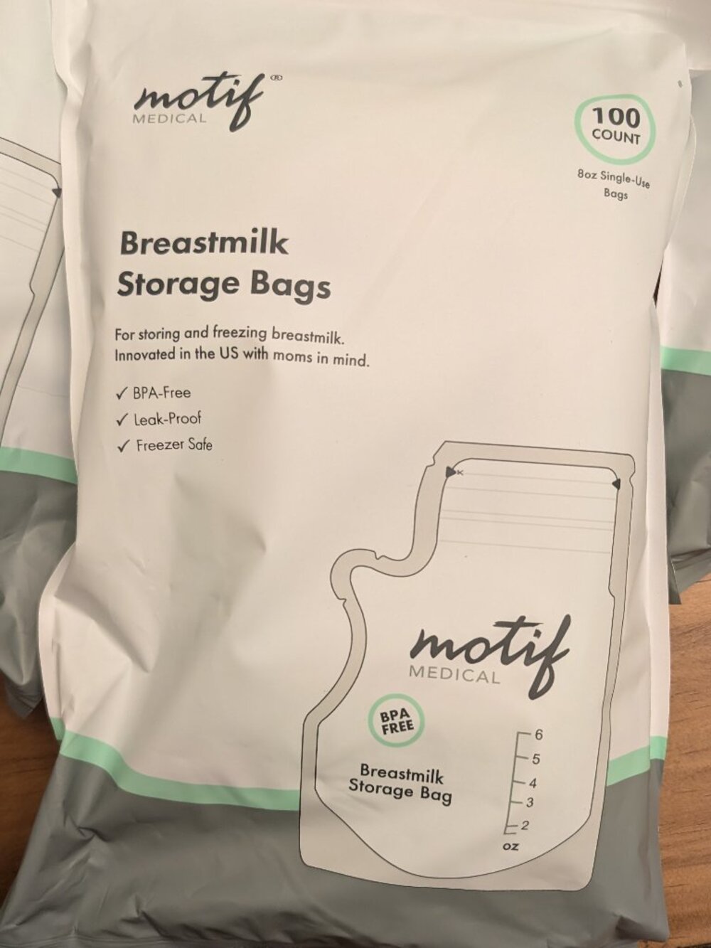 Motif 6 oz Single Use Breastmilk Storage Bags 100 Count